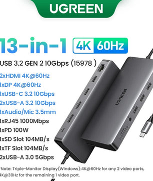 Ugreen 13-IN-1 Type-C Card Reader HDMI USB Splitter Hub