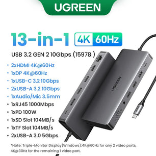 Ugreen 13-IN-1 Type-C Card Reader HDMI USB Splitter Hub