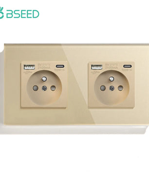 Bseed 16A Glass Panel Single Double Triple Electric Wall Socket