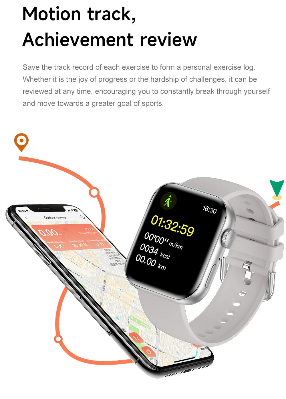 Silica Gel Waterproof Bluetooth Android GPS Square Shape Smartwatch