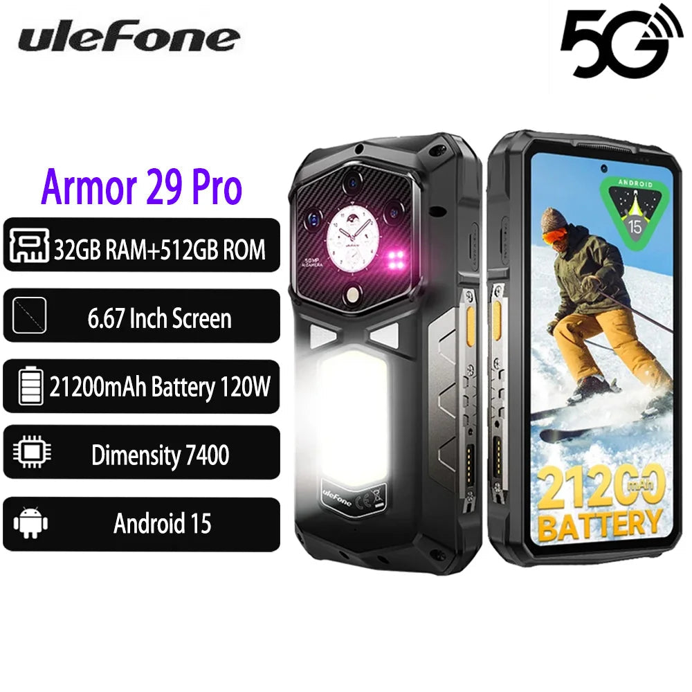 7500mAh 512GB Android Armor 29 Pro 5G Rugged Smartphone