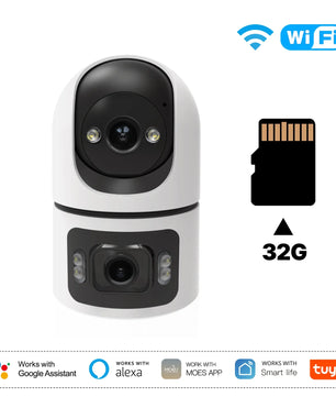 Moes 2.4GHz WiFi Dual Screen Lens Indoor Night Vision Camera