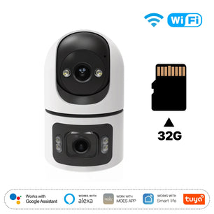 Moes 2.4GHz WiFi Dual Screen Lens Indoor Night Vision Camera