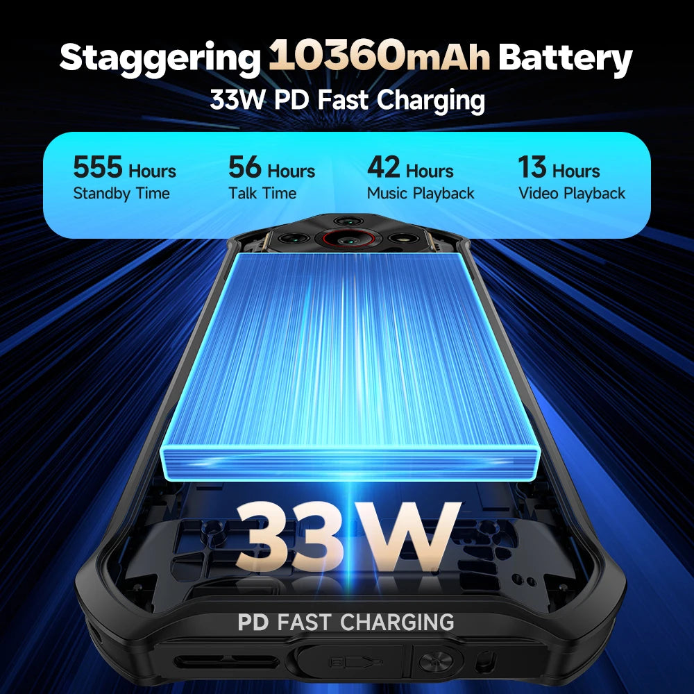 10360mAh 128GB 120Hz Android Armor X16 4G Rugged Smartphone