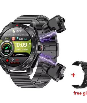 2-In-1 Waterproof Alloy AMOLED Display Smartwatch With Earphones
