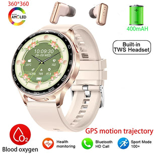2-In-1 Silica Gel Waterproof Bluetooth Earphones With Smartwatch
