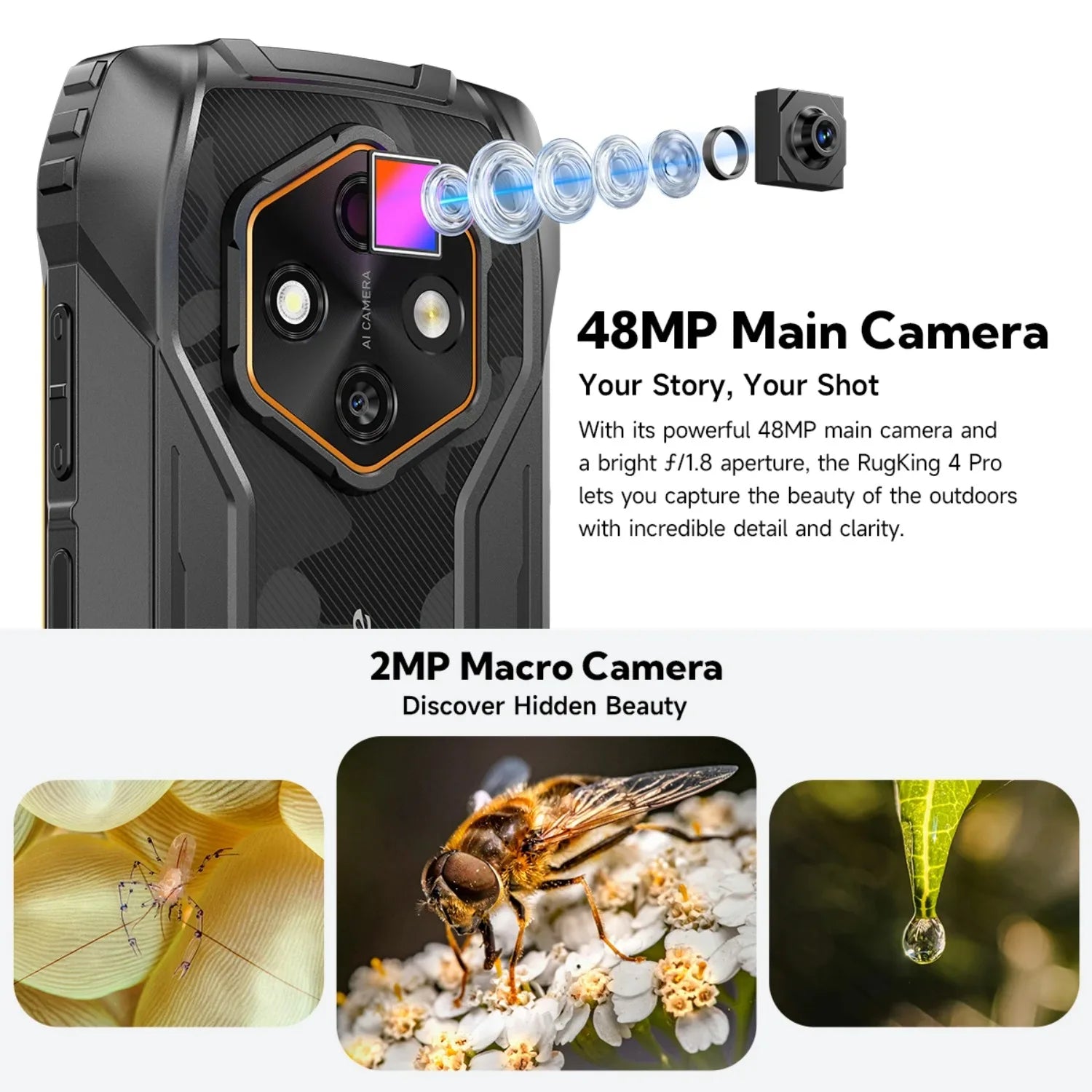 10200mAh 6.56" 512GB Android RugKing 4 Pro 4G Rugged Smartphone