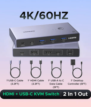 Ugreen Type C HDMI USB3.0 2 in 1 Desktop Dock Station Hub