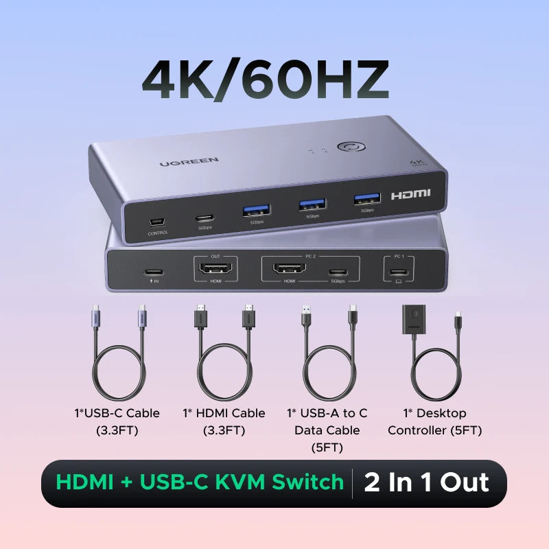 Ugreen Type C HDMI USB3.0 2 in 1 Desktop Dock Station Hub