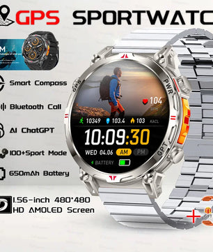 Steel Waterproof Android Round Shape On-Wrist Smartwatch