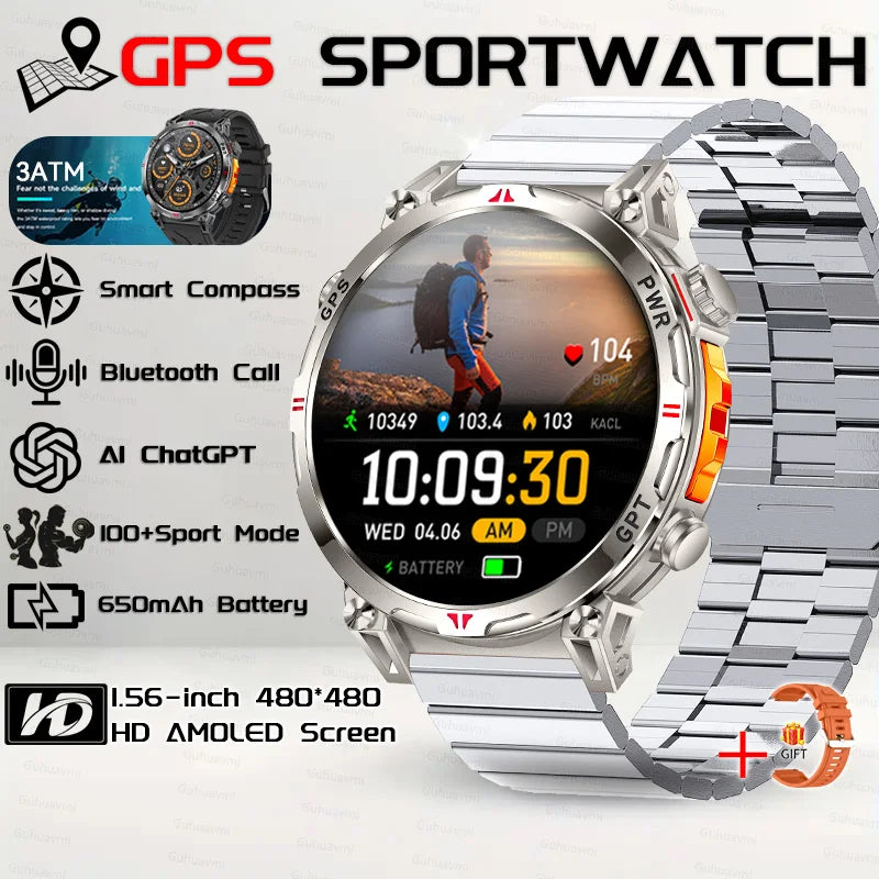 Steel Waterproof Android Round Shape On-Wrist Smartwatch