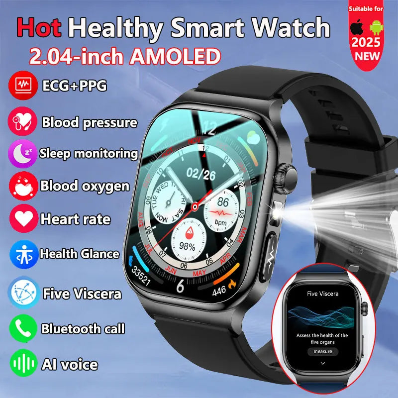 Silica Gel Waterproof Android Square Heart Rate Tracker Smartwatch