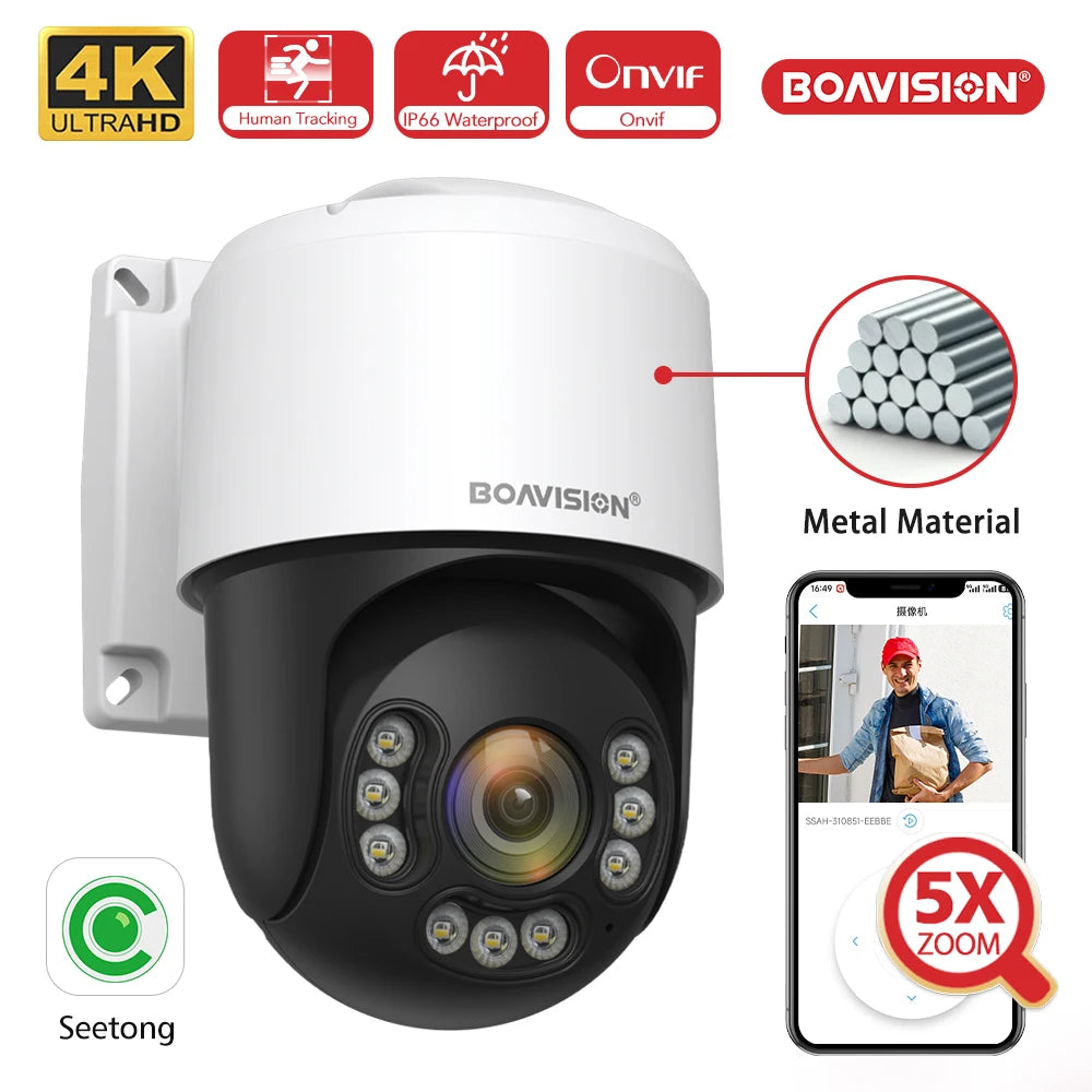 Boavision 8MP IP Optical Zoom Vehicle Detection Security Camera