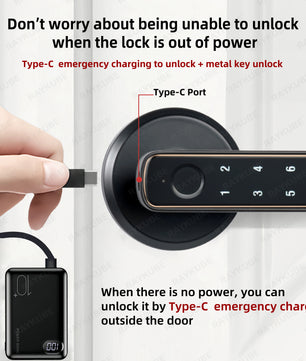 Zinc Alloy Fingerprint Bluetooth Electronic Reversible Door Lock
