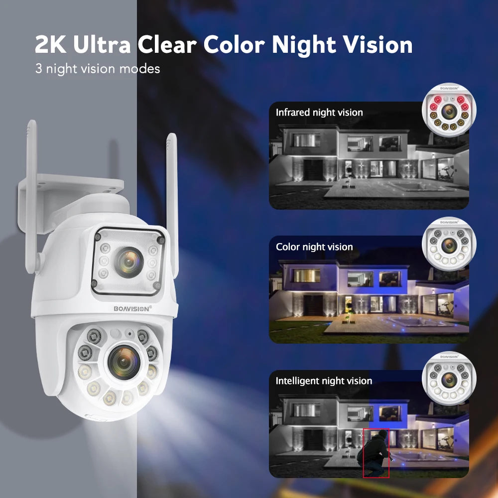 Boavision 4MP Dual Lens Auto Tracking Two Way Security Camera