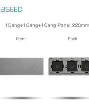 Bseed 10A Alloy 3 Gang Crystal Glass Panel Wall Light Touch Switch