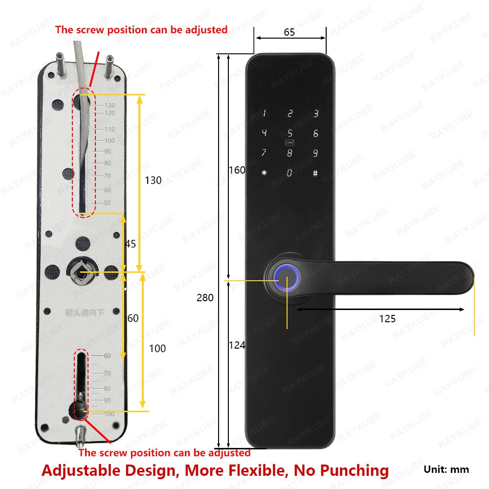 Zinc Alloy Fingerprint Bluetooth Rechargeable Battery Door Lock
