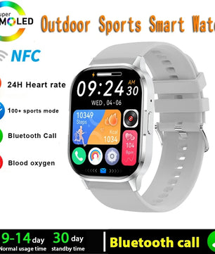 Silica Gel Waterproof Android Square Shaped Amoled Screen Smartwatch