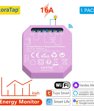 LoraTap 16A Plastic Automatic WIFI Relay Breaker Smart Module