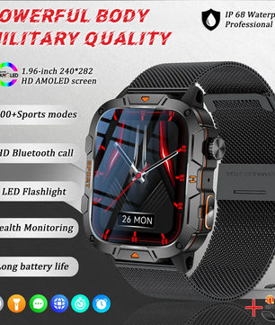 Fine Steel Waterproof Android Square Shaped Amoled Screen Smartwatch
