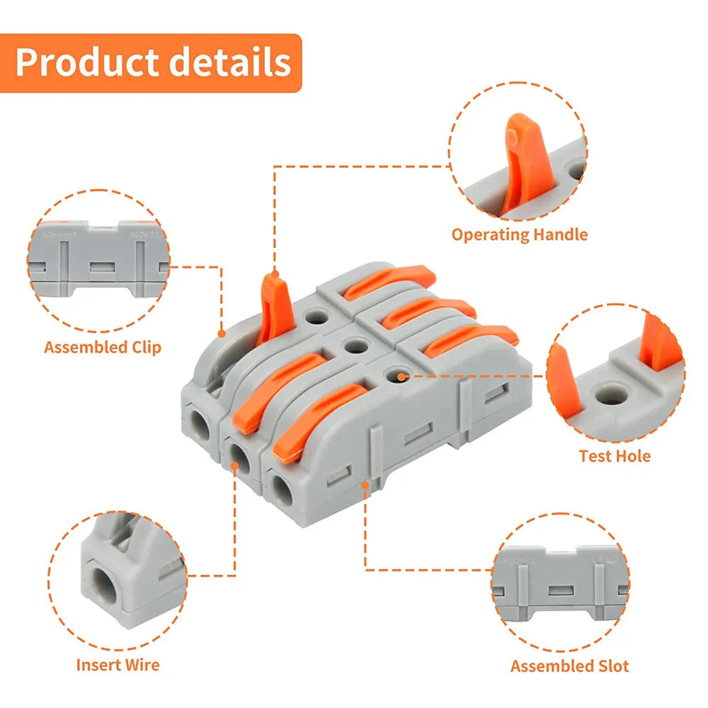 100% PC Inline Electrical Lever Quick Conductor Wire Connectors