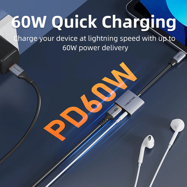 Aluminum Alloy USB C Headphone & Charger 2-IN-1 Adapter For Xiaomi