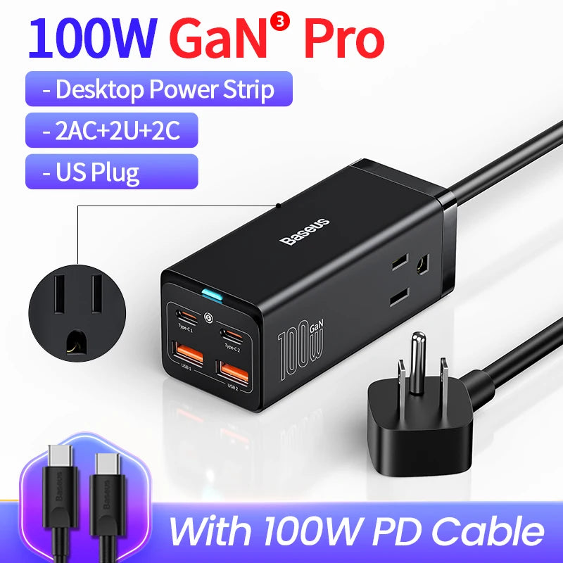 Baseus 65W 100W USB Type-C Fast Charger For iPhone and MacBook