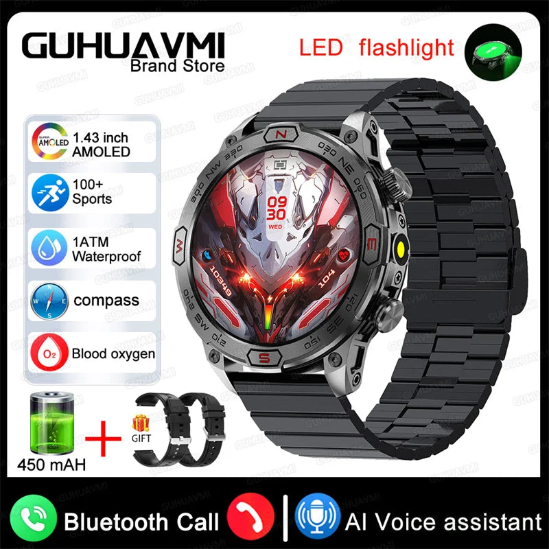 Stainless Steel Waterproof Android Round Shaped Bluetooth Smartwatch