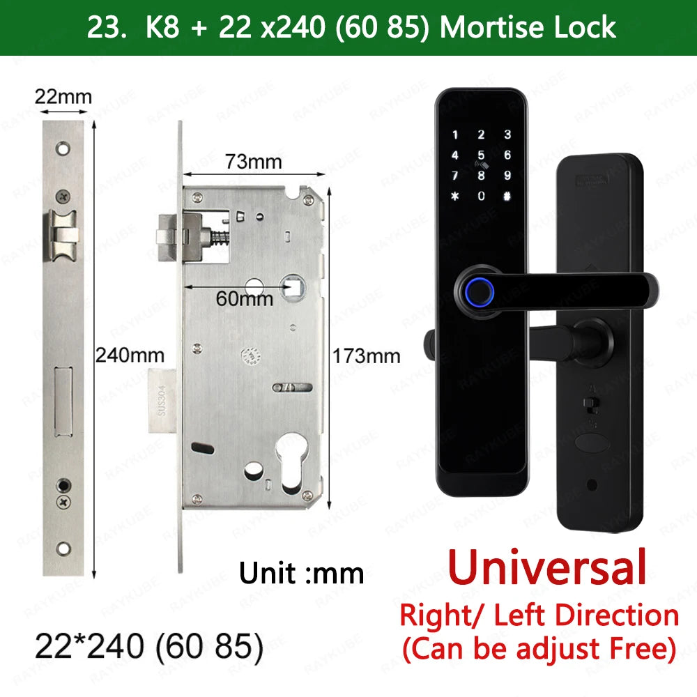 Wifi Smart Fingerprint Digital Electric Door Lock with Longer Handle Panels