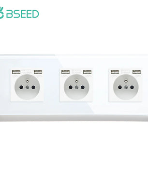Bseed 16A Glass Panel Single Double Triple Electric Wall Socket