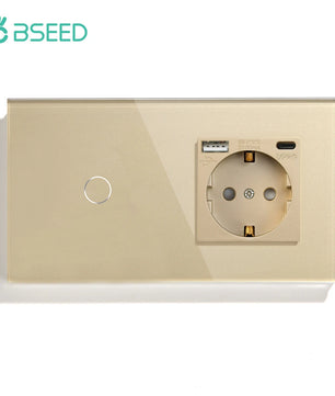 Bseed 16A Alloy 3 Gang Crystal Glass Panel Wall Light Touch Switch