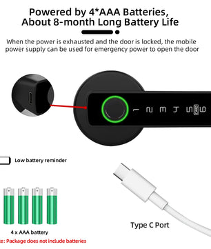 Zinc Alloy Fingerprint Electronic Bluetooth Reversible Door Lock