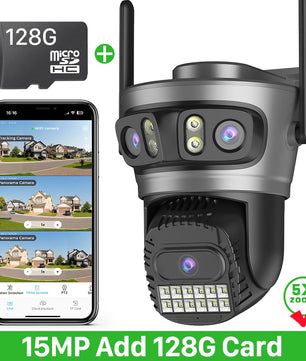 IP66 20MP Wifi Four Lens 10X Zoom Surveillance Camera
