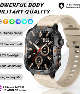 Fine Steel Waterproof Android Square Shaped Amoled Screen Smartwatch