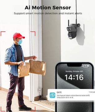 IP66 15MP 35m Wifi Outdoor Three Lens Surveillance Camera