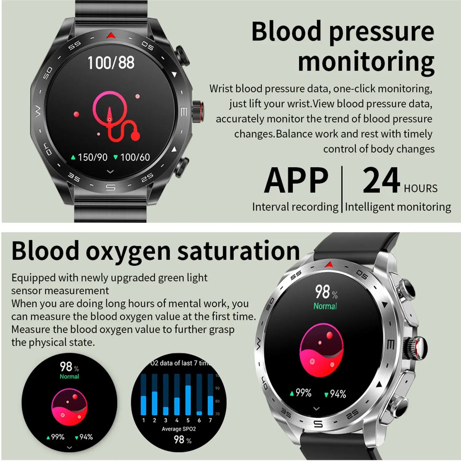 2-In-1 Waterproof Alloy AMOLED Display Smartwatch With Earphones