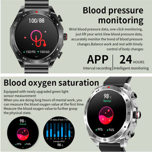2-In-1 Waterproof Alloy AMOLED Display Smartwatch With Earphones