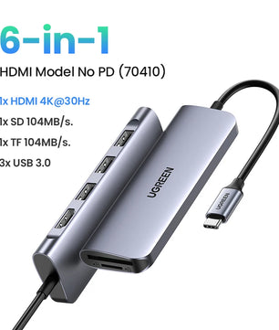 Ugreen 7-IN-1 Type-C Card Reader HDMI USB Splitter Docking Hub