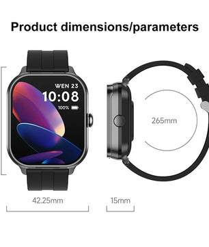 Silica Gel Waterproof Heart Rate Tracker Android Square Smartwatch