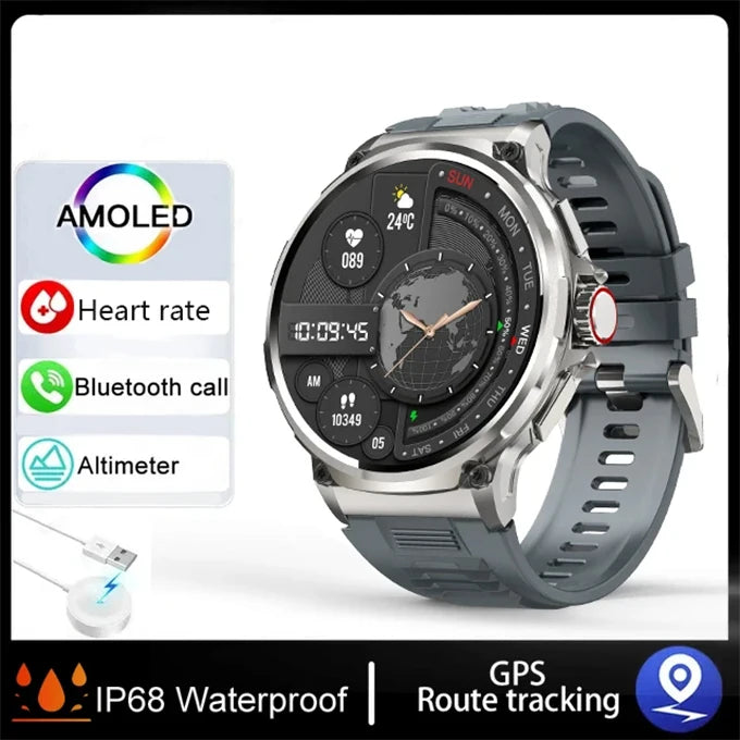 Silica Gel Waterproof Bluetooth Fitness Tracker Round Smartwatch