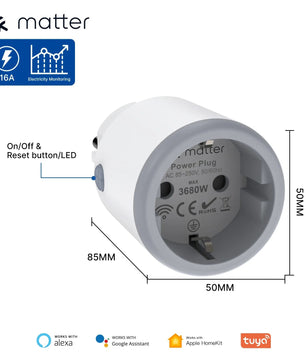 Moes Plastic Panel Voice Control Smart WIFI Power Socket Plug