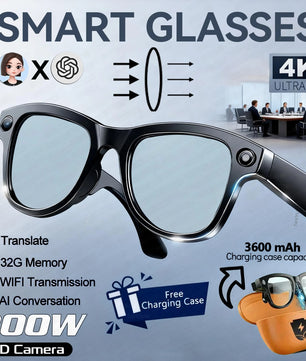 800W Dual Lens 3600mAh 4K Circular Smart AI Music Sunglasses