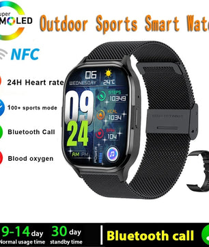 Silica Gel Waterproof Android Square Shaped Amoled Screen Smartwatch