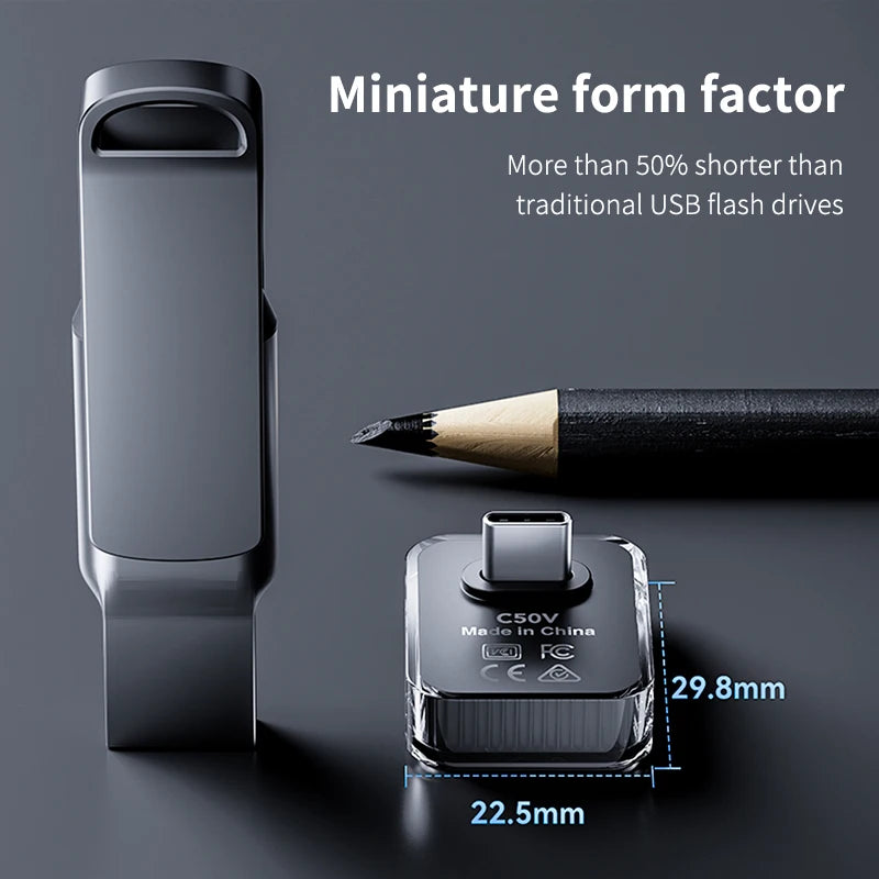 64GB-256GB Metal High Speed USB 3.2 Mini Pendrive