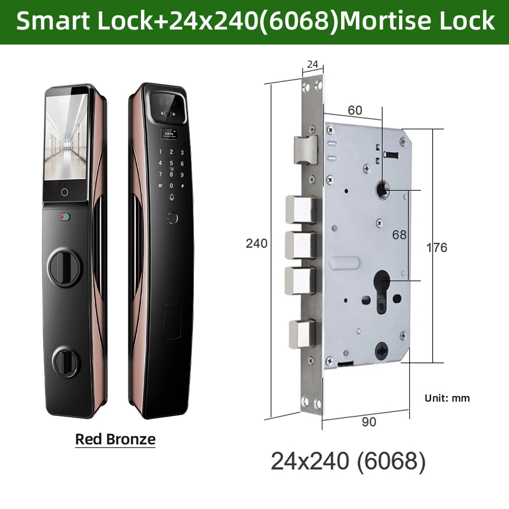 Aluminium Alloy Digital Fingerprint WIFI Reversible Smart Lock