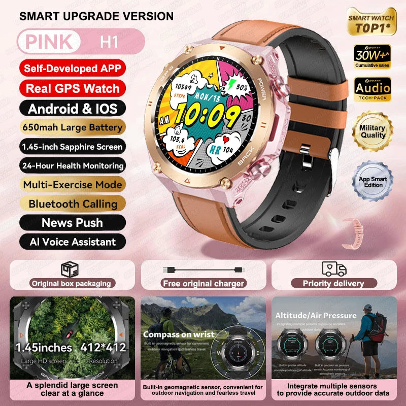 Silica Gel Waterproof Android Round Shaped Amoled Screen Smartwatch