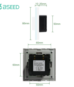 Bseed Alloy Crystal Glass Push Button Light Rotary Knob Switch