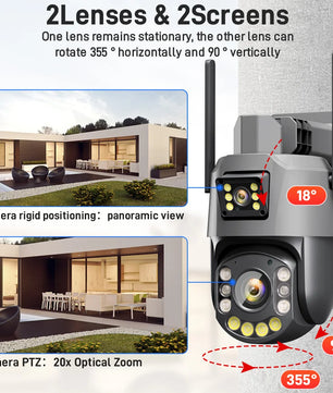 IP66 6MP Digital Zoom Wifi Dual Lens Waterproof Dome Camera