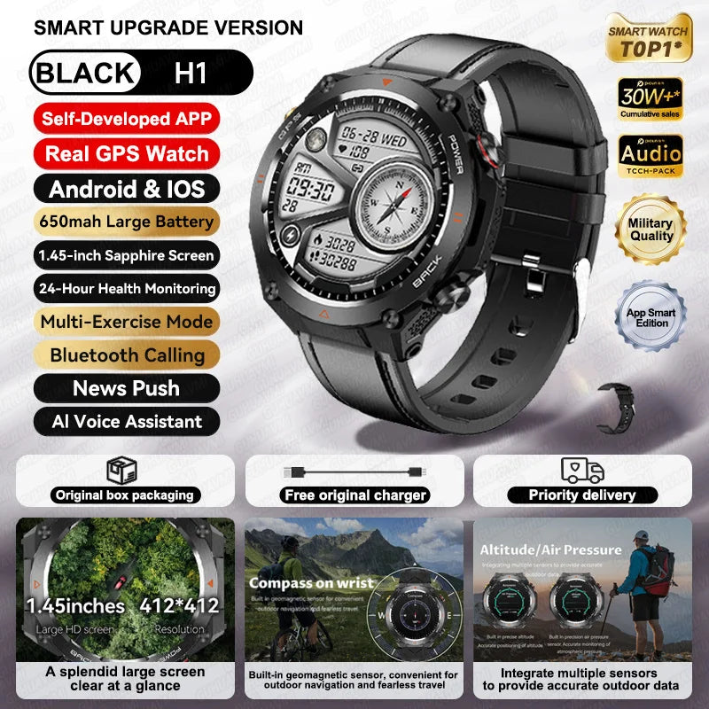 Silica Gel Waterproof Android Round Shaped Amoled Screen Smartwatch