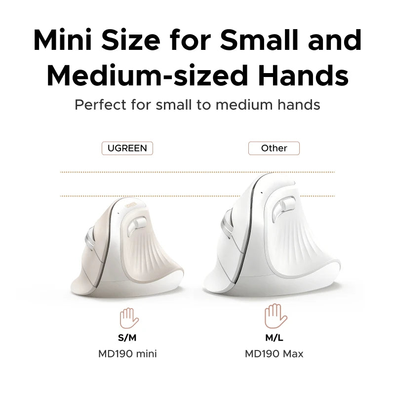 Ugreen Wireless 2.4G 4000DPI Bluetooth Small Vertical Mouse